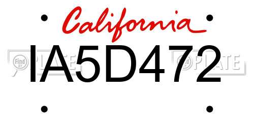 IA5D472 California License Plate