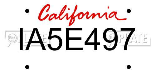IA5E497 California License Plate