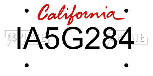 IA5G284 California License Plate