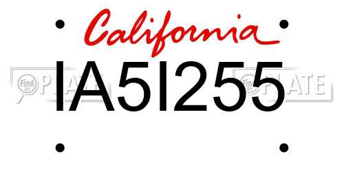 IA5I255 California License Plate