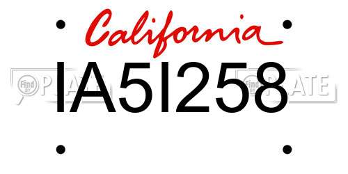 IA5I258 California License Plate