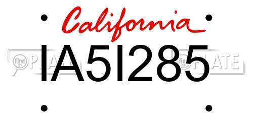 IA5I285 California License Plate
