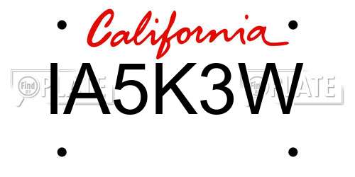 IA5K3W California License Plate