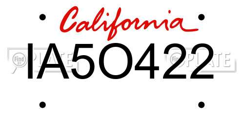 IA5O422 California License Plate