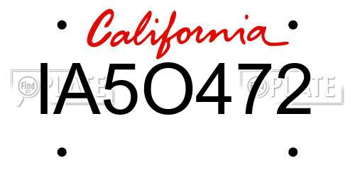 IA5O472 California License Plate