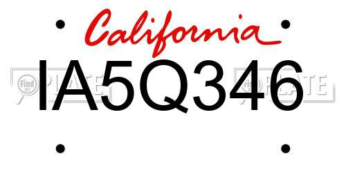IA5Q346 California License Plate