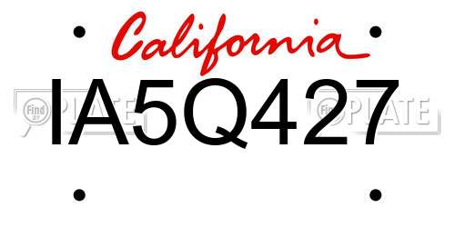 IA5Q427 California License Plate