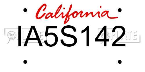 IA5S142 California License Plate