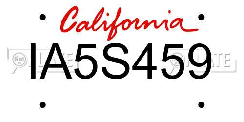IA5S459 California License Plate