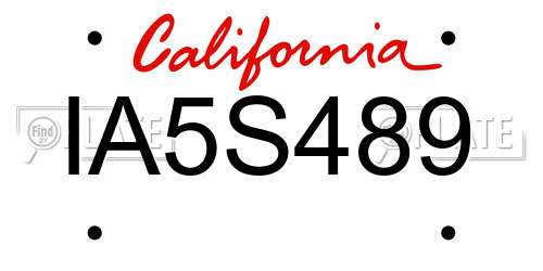 IA5S489 California License Plate