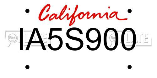 IA5S900 California License Plate