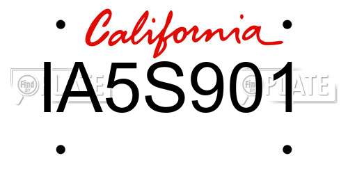 IA5S901 California License Plate