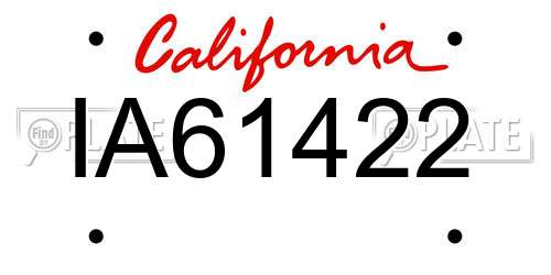 IA61422 California License Plate