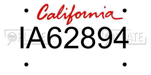 IA62894 California License Plate