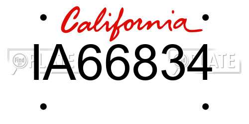 IA66834 California License Plate
