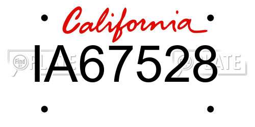 IA67528 California License Plate