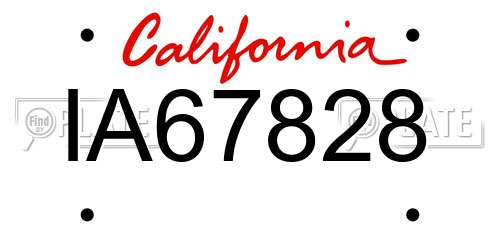 IA67828 California License Plate