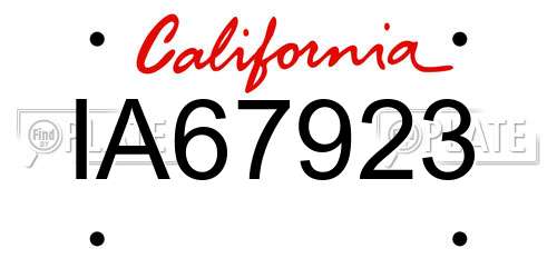 IA67923 California License Plate