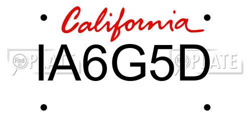 IA6G5D California License Plate