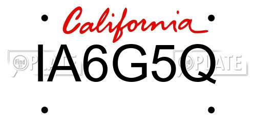 IA6G5Q California License Plate