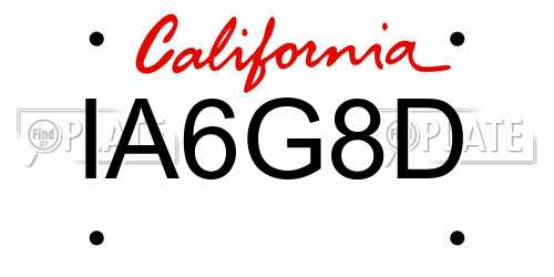 IA6G8D California License Plate