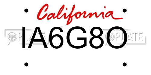 IA6G8O California License Plate