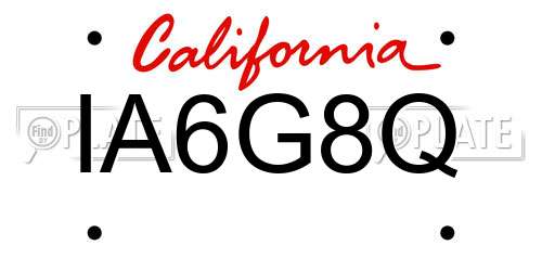 IA6G8Q California License Plate