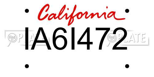 IA6I472 California License Plate