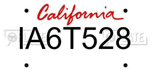 IA6T528 California License Plate