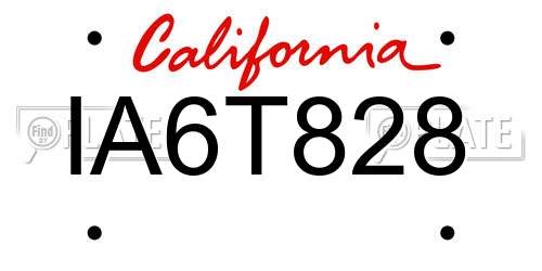 IA6T828 California License Plate
