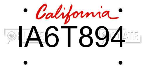 IA6T894 California License Plate