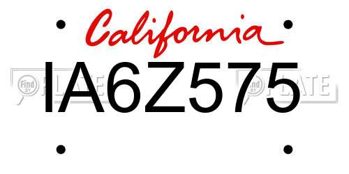 IA6Z575 California License Plate