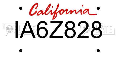 IA6Z828 California License Plate
