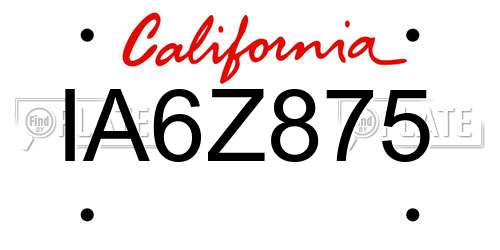 IA6Z875 California License Plate
