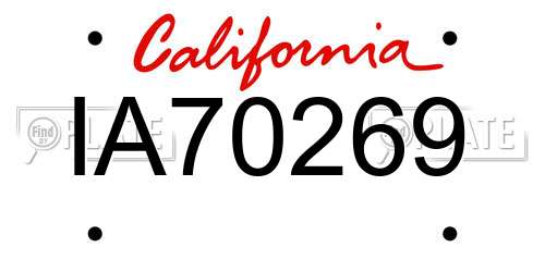 IA70269 California License Plate