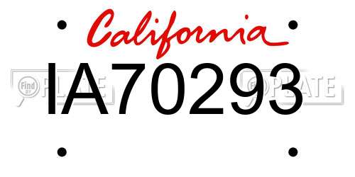 IA70293 California License Plate