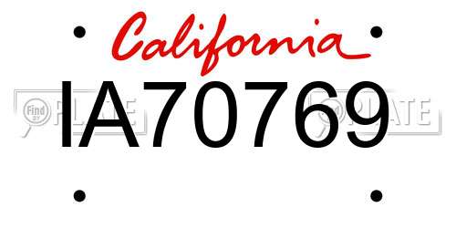 IA70769 California License Plate