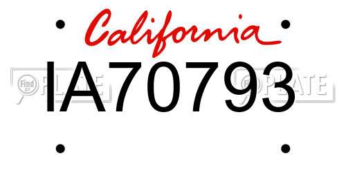 IA70793 California License Plate