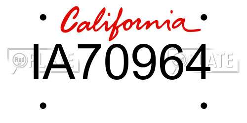 IA70964 California License Plate