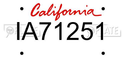 IA71251 California License Plate