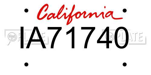 IA71740 California License Plate