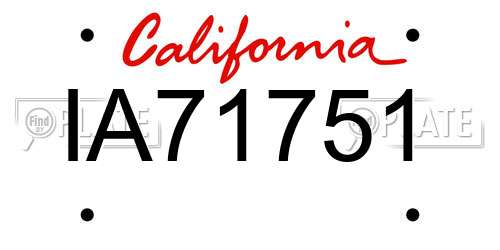 IA71751 California License Plate