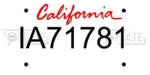 IA71781 California License Plate