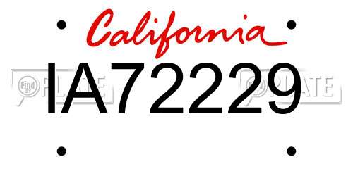 IA72229 California License Plate