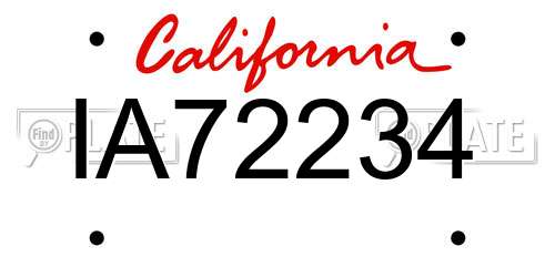 IA72234 California License Plate