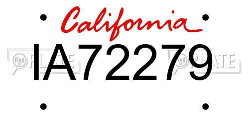 IA72279 California License Plate