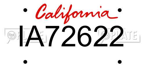 IA72622 California License Plate