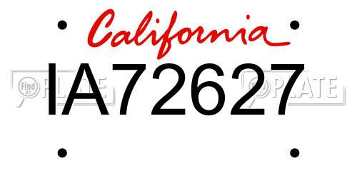 IA72627 California License Plate