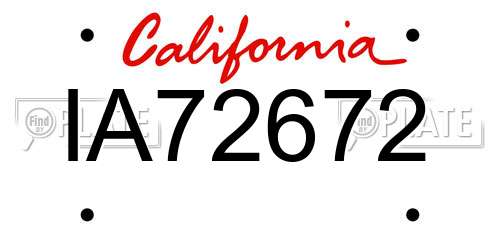IA72672 California License Plate