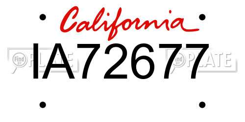 IA72677 California License Plate